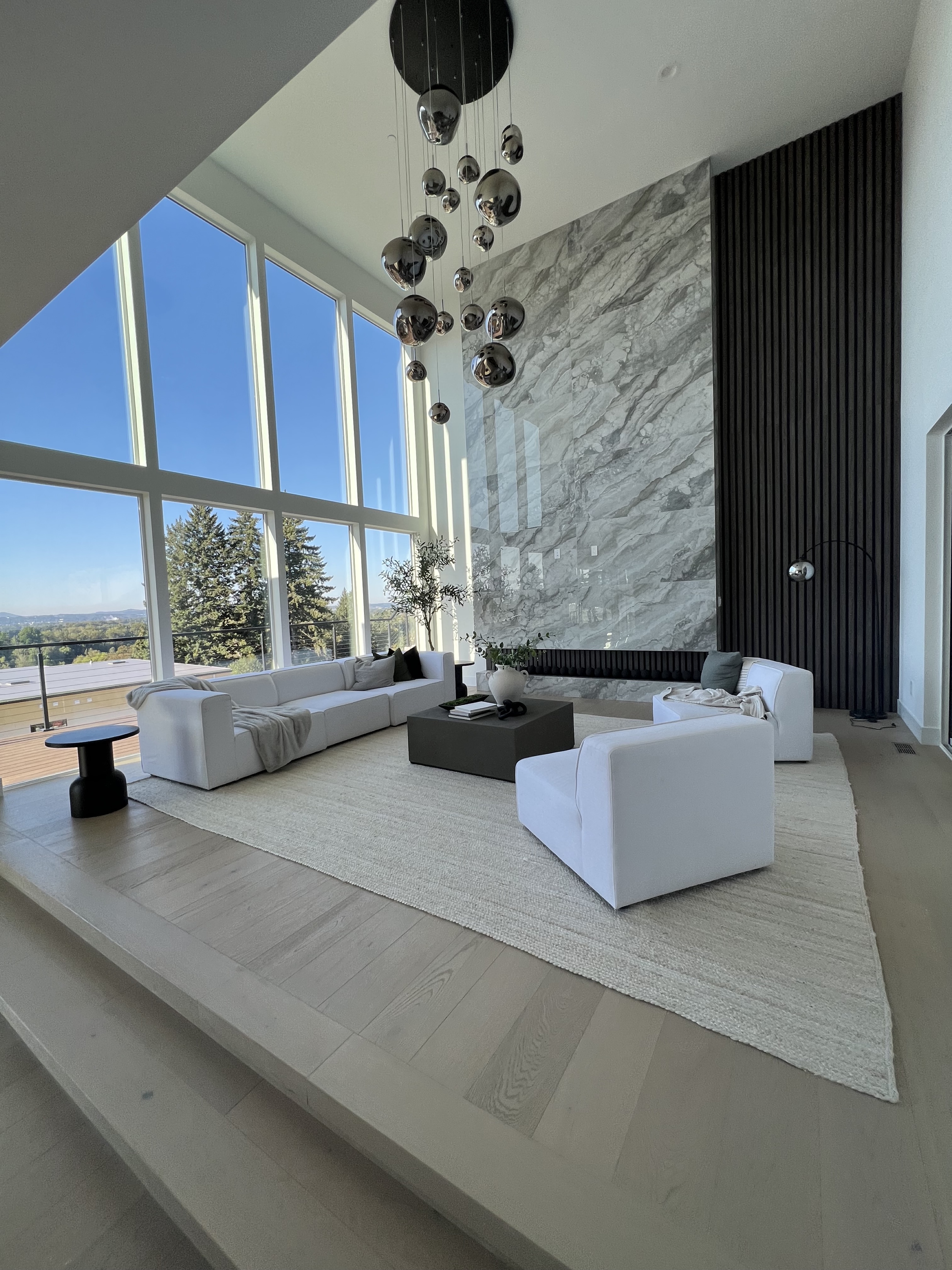 Modern living room with light engineered floor